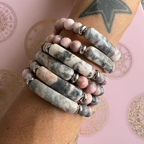 3 Bracelet Stack! Pink Zebra Mala ID Style - Picture 7 of 7